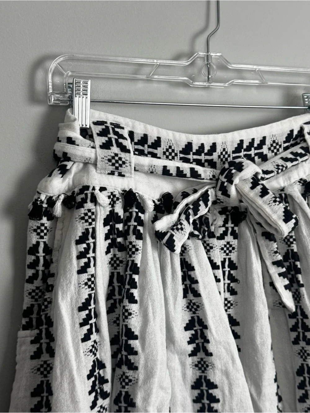 DODO BAR OR | Ariana Woven Tassel Belted Mini Skirt Black & White Women’s Size L